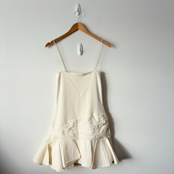 Zara Voluminous Combined Ruffle Short Dress NWT Ecru White Size Medium - Picture 8 of 11